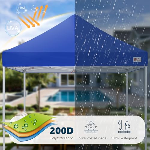 Image of MASTERCANOPY 10x10 Heavy Duty Pop Up Canopy Tent with Roller Bag(Blue)