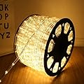 HuiZhen 100 Feet 720 LED Rope Lights,2-Wire Low Voltage Waterproof Rope Lights Outdoor,Indoor Background Lighting Idear for Trees,Bridges,Eaves,Pool,Wedding Use(Warm White)