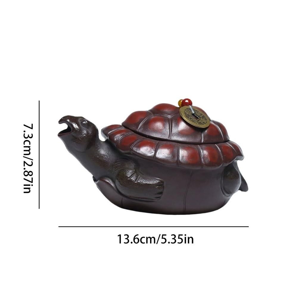 Tetera Hecha a Mano Creativa Tetera De Arcilla Púrpura Hecha A Mano con Forma Tortuga For La Ceremonia del Té Una Sola Persona para Preparar Té de Hojas