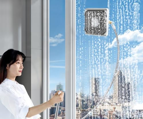 High Rise Window Cleaning Tool for Safely and Easily Cleaning Exterior Glass on Apartments and Tall Buildings,Double Sided OutsideWindow Cleaner Tool with 51''