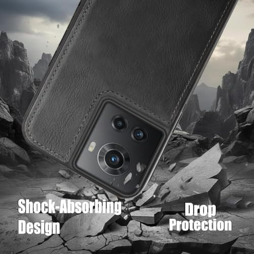 Image of MOBILOVE PU Leather Flexible Shockproof Design Back Case Cover for | OnePlus 10R 5G (Black)