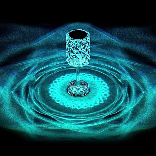 MeeTo Cordless Table Lamp, Portable Crystal Transparent Glass PVC Lamps...