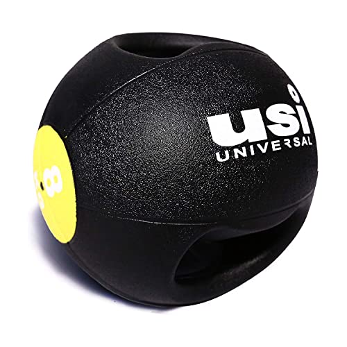 Image of USI Universal 8Kg Rubber Medicine Ball 787DH with Double Grip, Textured Finish, Solid Weighted Core, Ideal for Use at The Gym, Yoga, Martial Arts