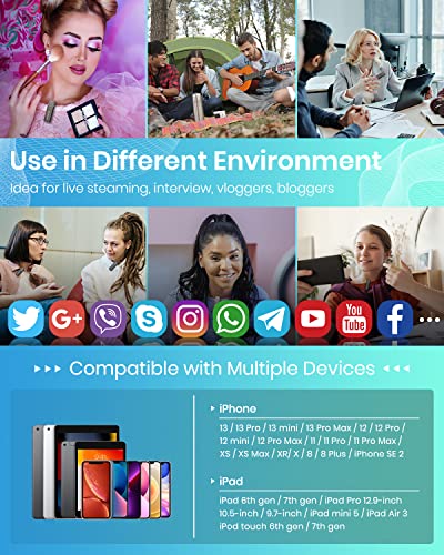 Zexpark Wireless Lavalier Microphone For Iphone Ipad,Plug & Play 2.4Ghz Lapel Mic With Charging Case For Youtube Facebook Live Stream Video Recording, Noise Reduction/ 984Ft Transmission #TOP5