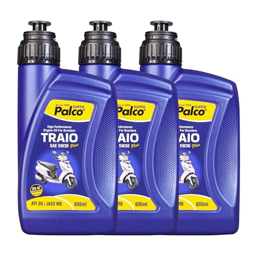 Image of PALCO Traio Plus 5W30 Engine Oil for Gearless Scooty 600 ml (Pack of 3) Multigrade Synthetic Technology 4 Stroke Engine Oil for Bike - API: SN JASO MB Certified