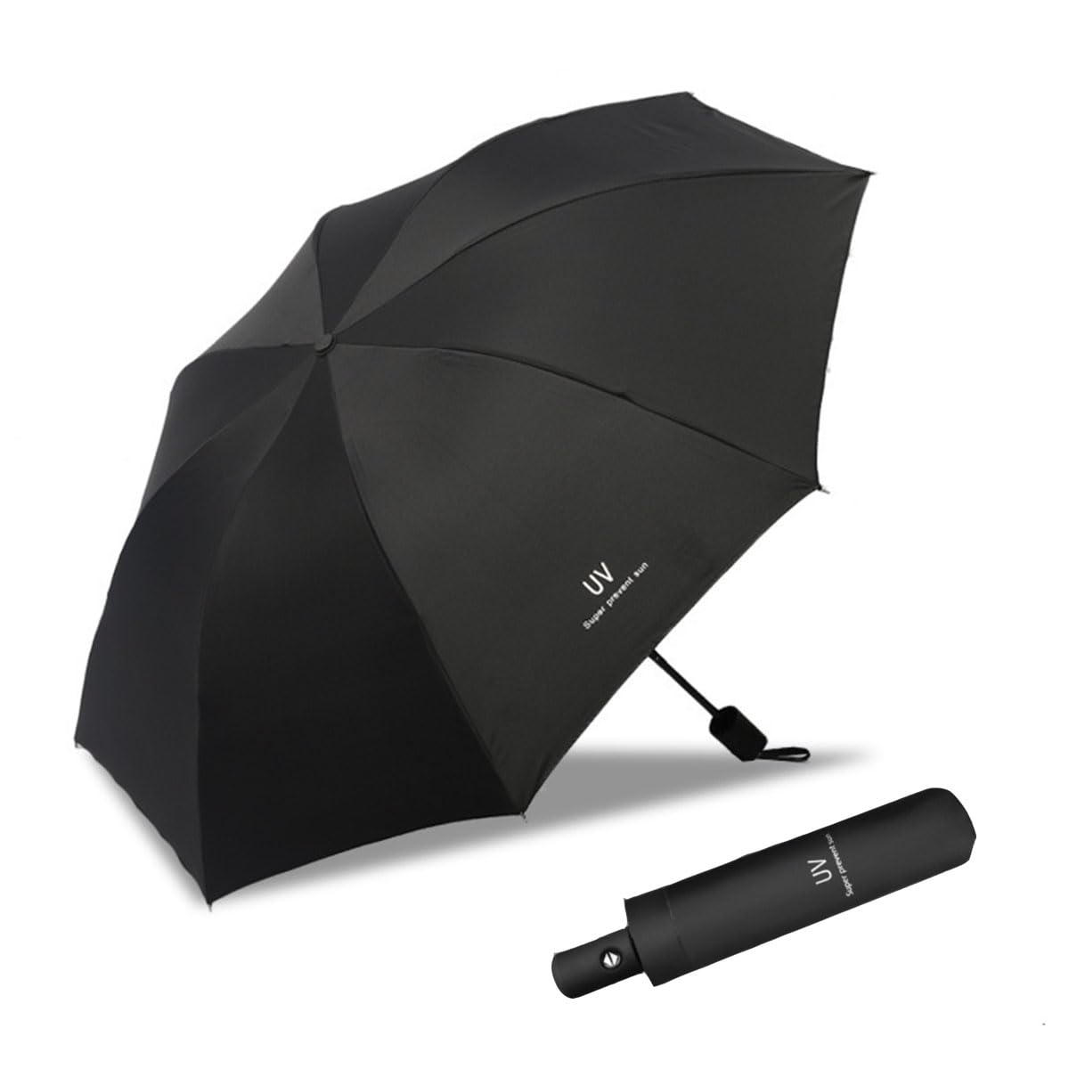 BAOLYAutomatic Open & Close Travel Umbrella Sun Umbrella UV Protection Windproof Folding Umbrella Compact Lightweight Portable Compact Umbrella for Rain Black, One Size