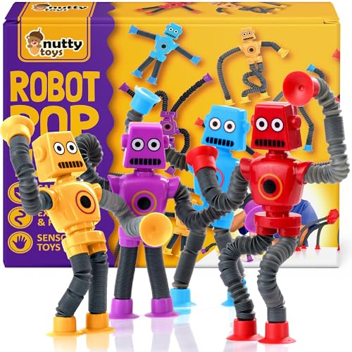 nutty toys Sensory Robot Toys 4pk - Top Pop Tubes