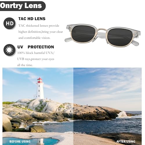 Image of Onrtry Classic Polarized Sunglasses for Men Women Semi-Rimless Frame Sun Glasses Fashion Retro Designer Shades