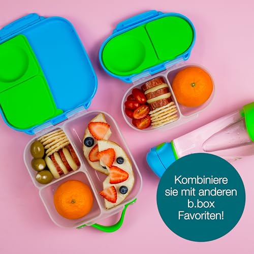 b.box Mini Brotdose für Kinder mit Fächern | Bento Box, 3 Fächer (2 Auslaufsicher) | Lunchbox für Gerichte & Snacks | Platz für Ganzes Obst | BPA-frei