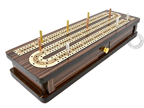 House Of Cribbage 21-12-SL-RW-3T-120 Continuous Cribbage Board/Box Inlaid In Rosewood/Maple 12 Inch thumb #5