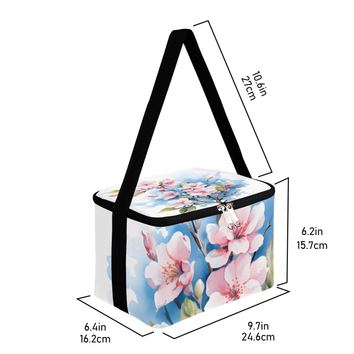 GzLeyigou Lunch Bags for Women Men 9 Cans,Beautiful Flower Hot & Cold Food Delivery Bag Insulated Grocery Bag Insulated Lunch Box Pinks Cooler Bag for Office Work Picnic Beach