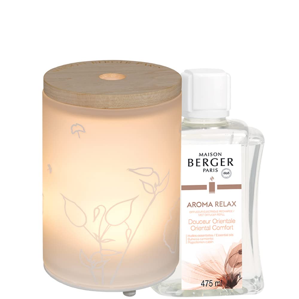 LAMPE BERGER Aroma Relax - Diffusore Elettrico, in Vetro, Satinato/Bianco, 475 ml