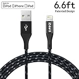 6.6FT/2M Lightning Cable Nylon Braided MFi Certified Lightning USB Cable Sync and Charging Cord for iPhone 7/ 7 Plus/6s/6 Plus/5s/SE,iPad (Black)