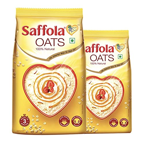 Saffola Oats | Rolled Oats | Delicious Creamy Oats | 100% Natural | High Protein & Fibre | Healthy Cereal | 1Kg with 400g Free Saffola Oats | Rolled Oats | Delicious Creamy Oats | 100% Natural | High Protein & Fibre | Healthy Cereal | 1Kg with 400g Free
