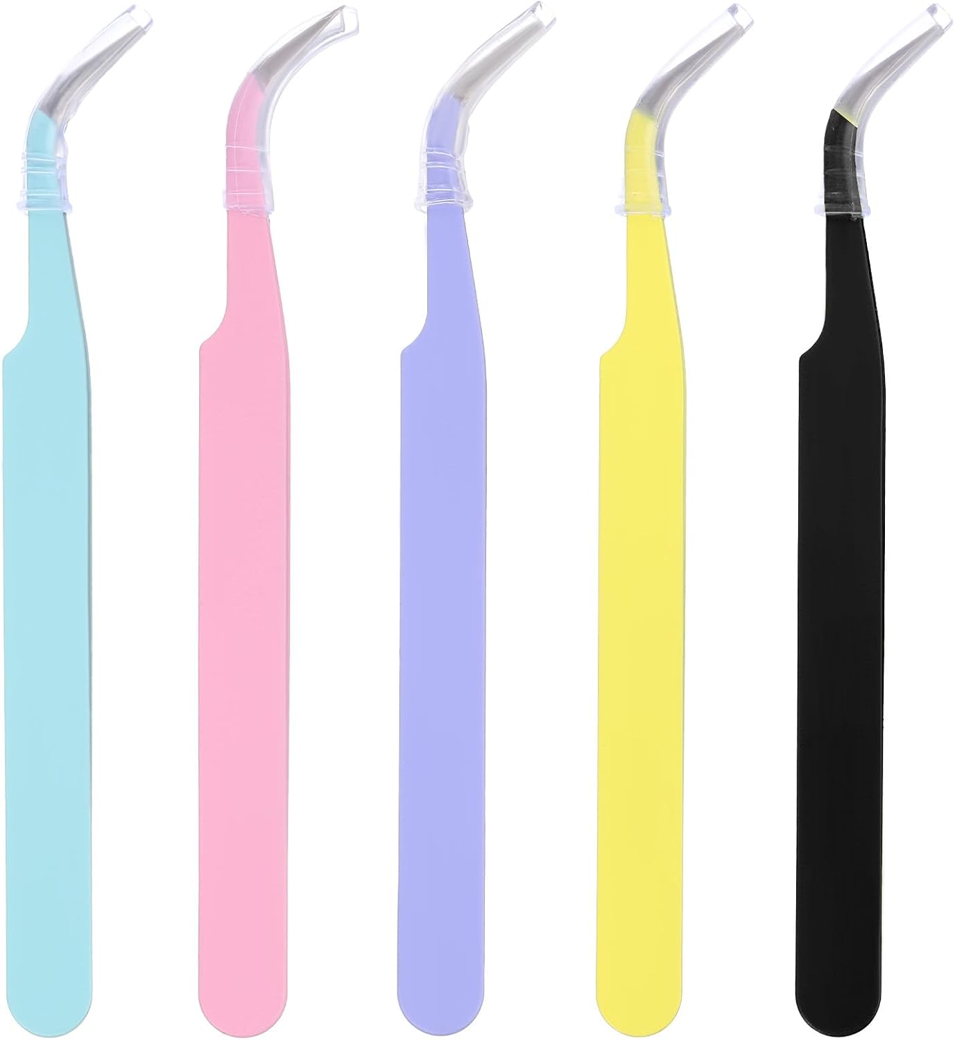 5 PCS Stainless Steel Curved Craft Tweezers, Precision Crafting Tweezer Multipurpose Curved Tip Craft Tweezers Tools for Intricate Projects Scrapbooking Cardmaking Stickers Dried Flowers, Multicolor