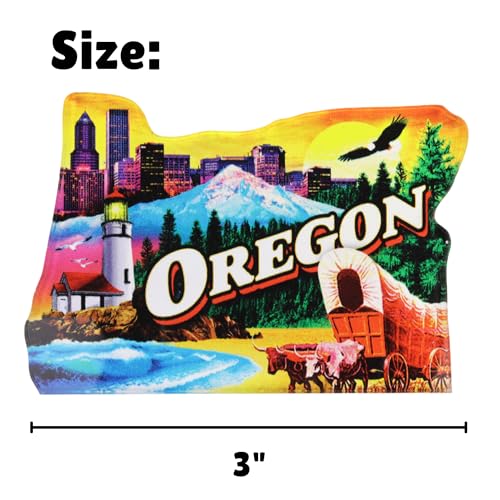 Imán acrílico con forma de Oregon colorido 3x2.25 pulg miniatura 5