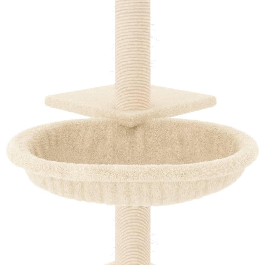 Árbol rascador con columna rascador de sisal y cesta, color crema, 72 cm | Torre de gato compacta con felpa suave y sisal natural resistente, ideal para el salón de cuidado de las garras.