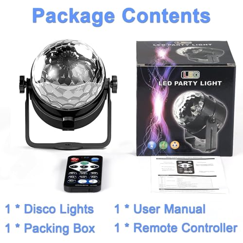 Image of Party Lights,Disco Light Disco Ball Dj Rave Lights Strobe Lights Sound Activated Stage Lights Projected Effect Dancing Light Remote Control for Birthday Xmas Wedding Bar Glow Party Christmas