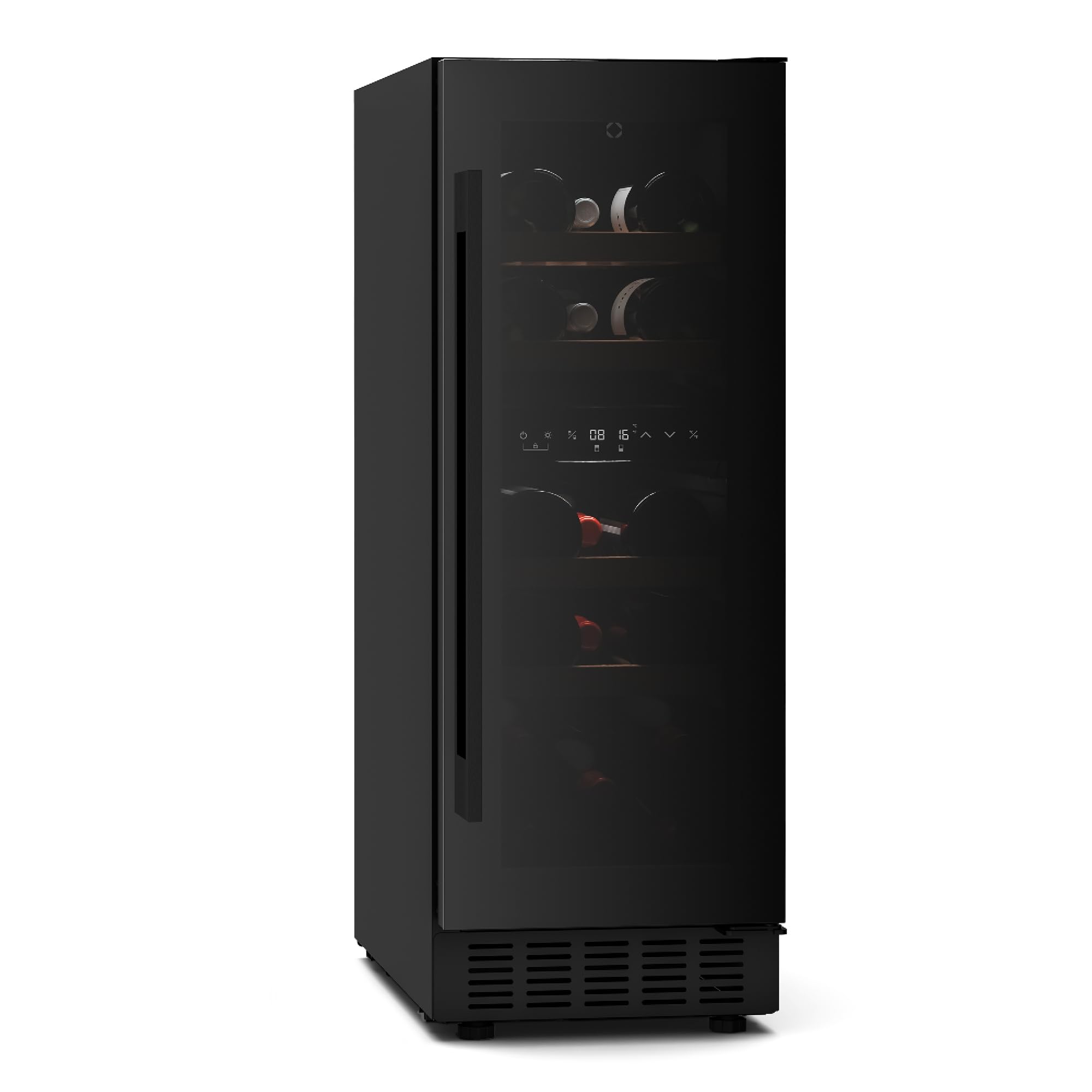 KLARSTEIN Velaire Dual Zone Wine Fridge - 17 Bottle, Built Under, 5-22°C, Touch Control, LED, UV Glass, Quiet, Wine Cooler Fridge, Minimalist Design