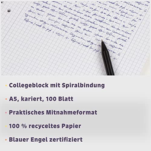 share A5 Squared College Notepad - Writing Pad Dispenses a Lesson for a School Child - Blue Angel Certified Pad Made from 100% Recycled Paper - Image 3