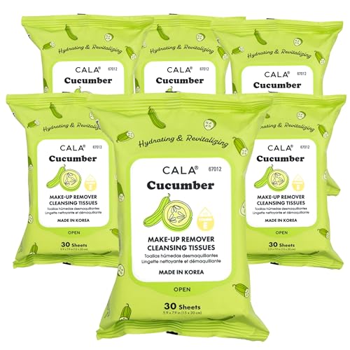 CALA Makeup Remover Cleansing Tissues: Cucumber (30 Sheets) - Gentle, Hydrating, and Effective Makeup Removal for All Skin Types (180 count, Cucumber, Pack of 6) image 2