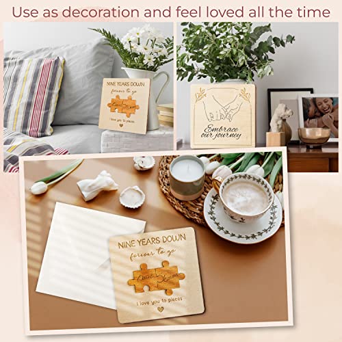 9 Year Anniversary Card for Husband Wife - 9 Year Anniversary Wooden Gifts for Boyfriend Girlfriend, 9th Anniversary Wood Gift for Him Her, Happy Wedding Anniversary Cards for Couple - Image 6