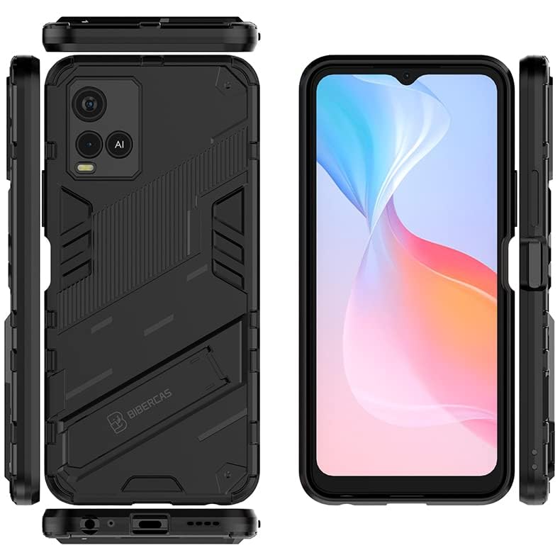 RanTuo Cover per Vivo Y33s 5G, Guscio Protettivo Rimovibile TPU + PC 2-in-1 Heavy-Duty Mix Armored Antiurto, Parentesi Invisibile, Custodia Case per Vivo Y33s 5G.(Rosa Rossa