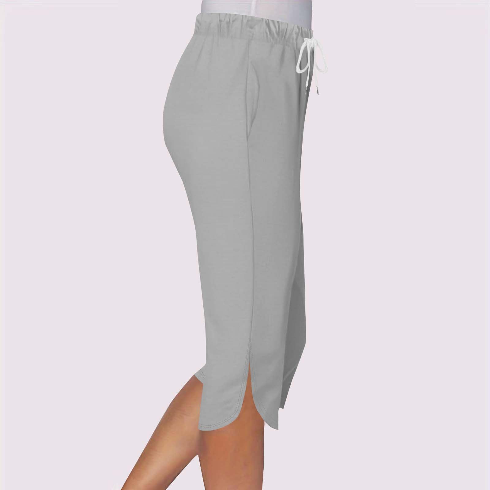 Women Capri Pants Summer Cut Out Side Casual Fashion Drawstring Soft Comfort Capris Workout Running Cropped Jogger — view 4