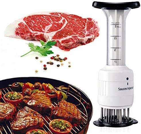 Cooyeah Meat Tenderizer & Meat Flavor Injector Spice Steak 2 in 1 Kitchen Gadget with 30 Ultra Sharp Needle Blade（3 Injection Needle Pinhole)-For Cooking Meat Steak Beef Turkey Pork Fish