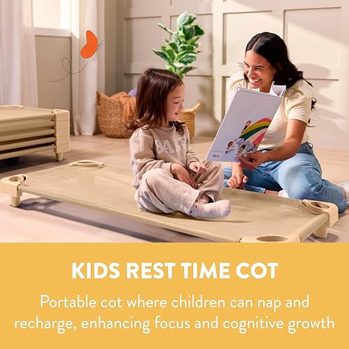 Image of Back2School Express Sleepline Stackable Cots, Ready-to-Assemble, Sleeping Cot, Sand, 6-Pack