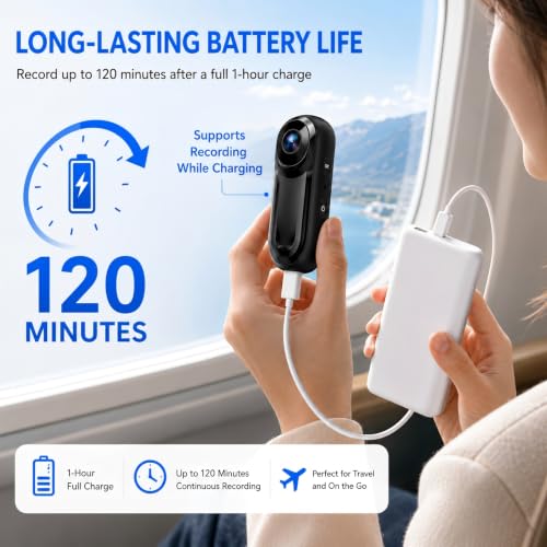 Image of Mini Body Camera 1080P, 512G Thumb Action Camera, Tiny Size, Mount Anywhere, Portable Sports Cam with Magnetic & 360 Clip, Hands-Free Recording for Motorcycle /Sports /Bike /Pet (SD Card Not Included)