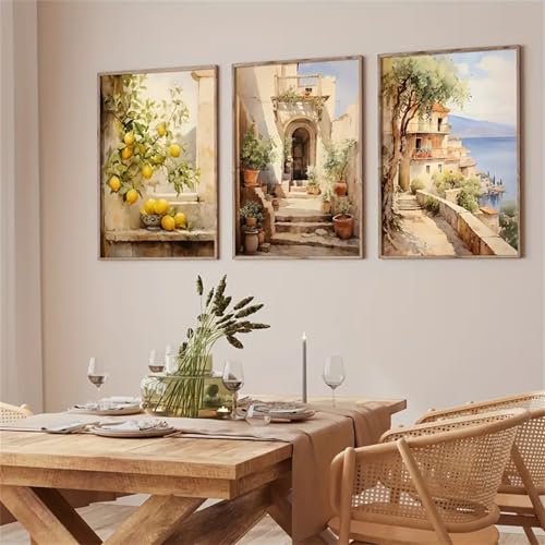 Uixxducc Moderne Poster 3er Set Italien Zitrone Vintage Bilder Wohnzimmer Deko Schlafzimmer Wandbilder ohne Rahmen Kunstdruck Leinwandbild Premium (40×50 cm) Uixxducc Moderne Poster 3er Set Italien Zitrone Vintage Bilder Wohnzimmer Deko Schlafzimmer Wandbilder ohne Rahmen Kunstdruck Leinwandbild Premium (40×50 cm)
