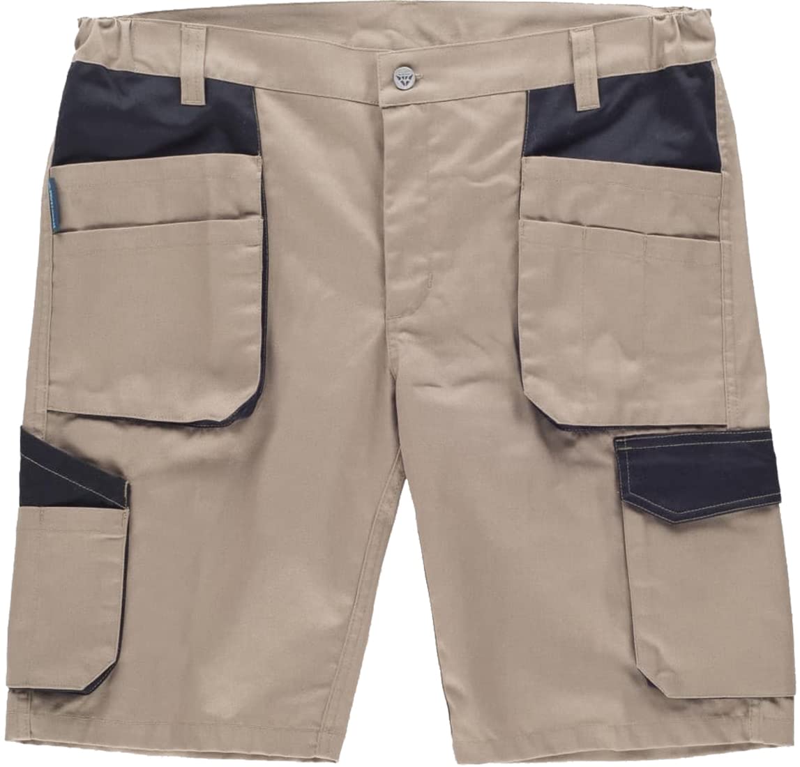 WORKTEAM Pantalón Corto de Trabajo, Tejido Elástico, Multibolsillos, Cintura Elástica Lateral y Cierre metálico, Bermuda. Unisex