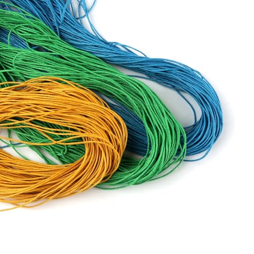 TOAOB 105 m pleciony woskowany sznurek do bransoletki 1 mm okrągły ciemnożółty, głęboka zieleń i niebieski do tworzenia biżuterii, naszyjnik, rękodzieło, wisiorki, makrama