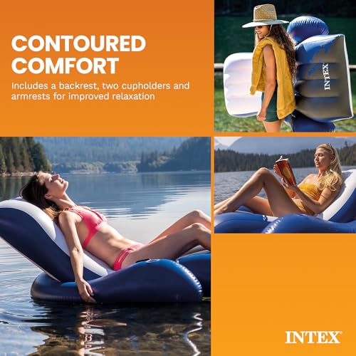Intex Floating Recliner Lounge - Aufblasbarer Badelounge, mehrfarbig, 180 x 135 cm