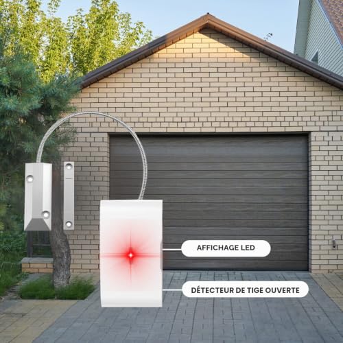 Daewoo Security Détecteur Ouverture Porte de Garage WDG301 – Alarme Instantanée, Compatible Touch AM301 / Touch XL AM302 / Vigilia, Notification Smartphone, sans Fil, sans Abonnement