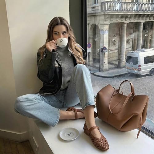 Image of CUSHIONAIRE Wit Hand Woven Womens Flats, Comfortable Mary Jane Ballet Flat with Adjustable Buckle Braided Strap and Cushioned Memory Foam
