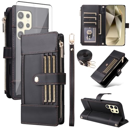 Housse anti-rayures S24 Ultra coque portefeuille blocage RFID