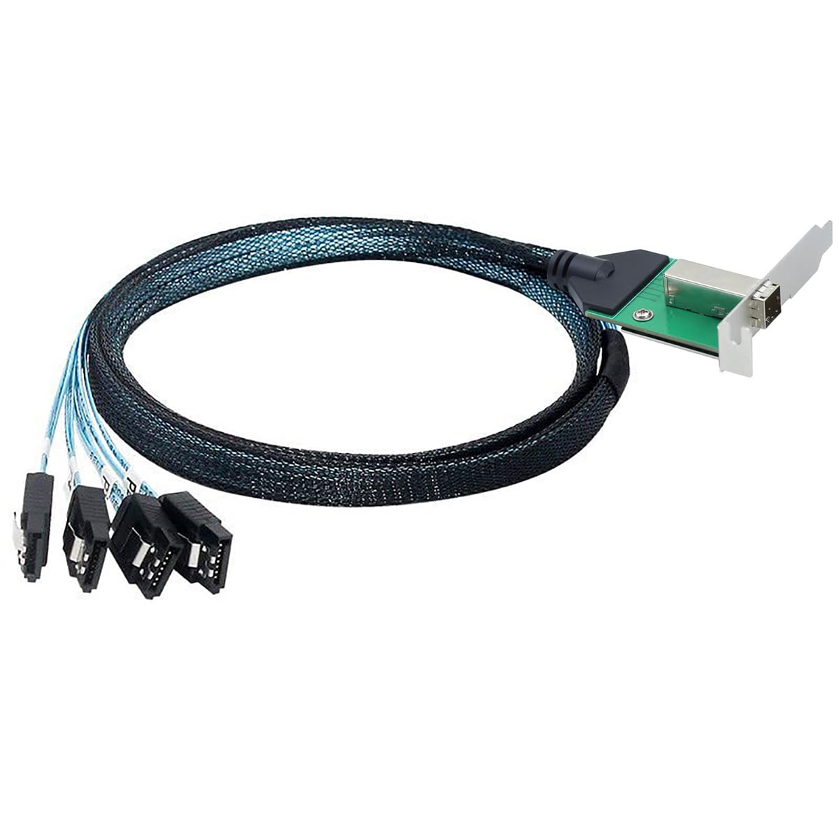 Mini SAS HD SFF-8644 żeński z zatrzaskiem na 4 kable SATA, 7-pinowe, 12 Gb/s do dysku twardego, kompatybilny z kontrolerem RAID, stacją roboczą, rozszerzeniem pamięci masowej (0,5 m)