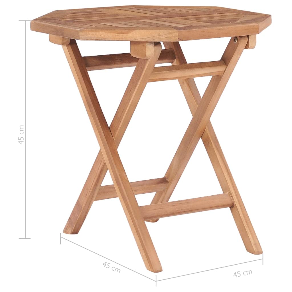 Tavolo pieghevole da giardino, 45 x 45 x 45 cm, in legno di teak, solido balcone | Tavolo da pranzo per portico, terrazza, esterno e interno