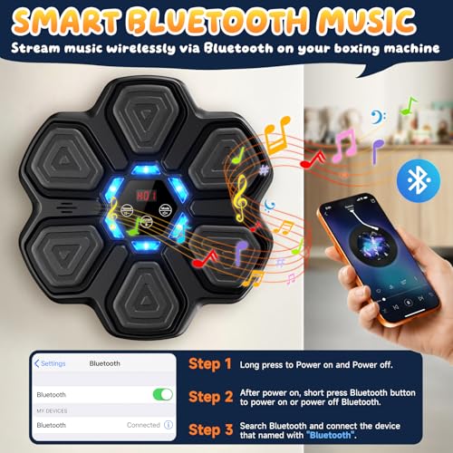 Image of TGLLM Music Boxing Machine, Interactive Punching Trainer with Boxing Gloves, Large Size Wall Mounted Electronic Boxing Target for Adult Kids, 9 Modes & 9 Speeds