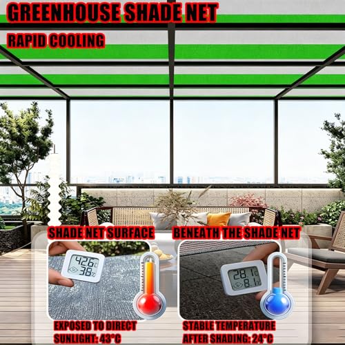 Filet d'ombrage pour serre rayé vert blanc 2x7m bloquant 90% UV - 4