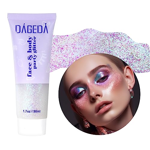 Prreal Body Glitter Gel 50ml, Face Glitters Body Gel Sequins Shimmer Liquid Eyeshadow