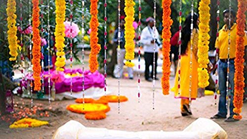 Image of Artificial Marigold Flower (Dark Orange, 5 Pieces)