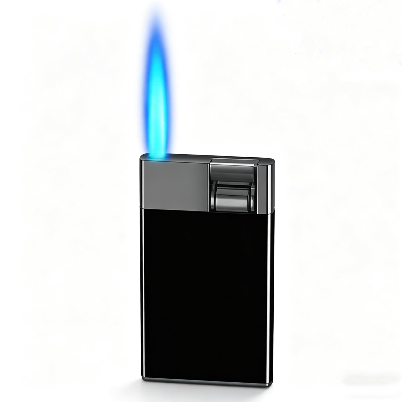 Metal Windproof Blue-Flame Lighter — Lever-Activated Ignition — Ideal for BBQs, Candles, and Outdoors — A for Men(A)