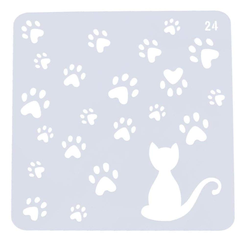 Ayrsjcl Cutting Stencils Cat Footprint Template Album Decorative Embossing Diy Paper Cards Craft Stencil