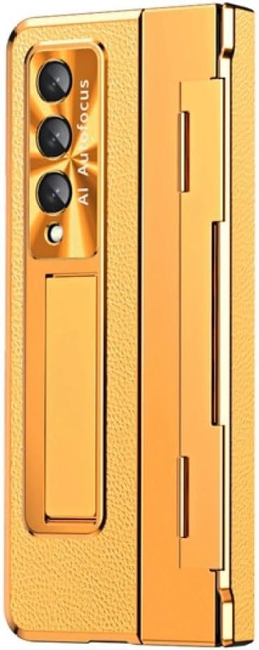Plating Hard for Samsung Galaxy Z Fold 4 Fold 3 5G for Galaxy Z Fold 5 Case Glass Film Screen Hinge Protection for ZFold4 Cover,Dark Gold,for Galaxy Z Fold 4