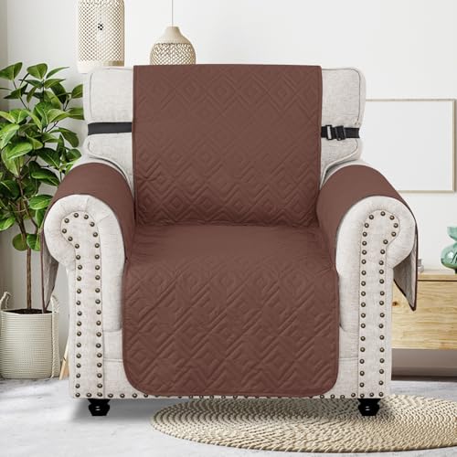 MAXIJIN Chair Covers Waterproof Sofa Slipcovers Non-Slip 1 Seater Sofa Protectors with Elastic Straps Reversible Universal Couch Covers for Dogs Pets - Image 2