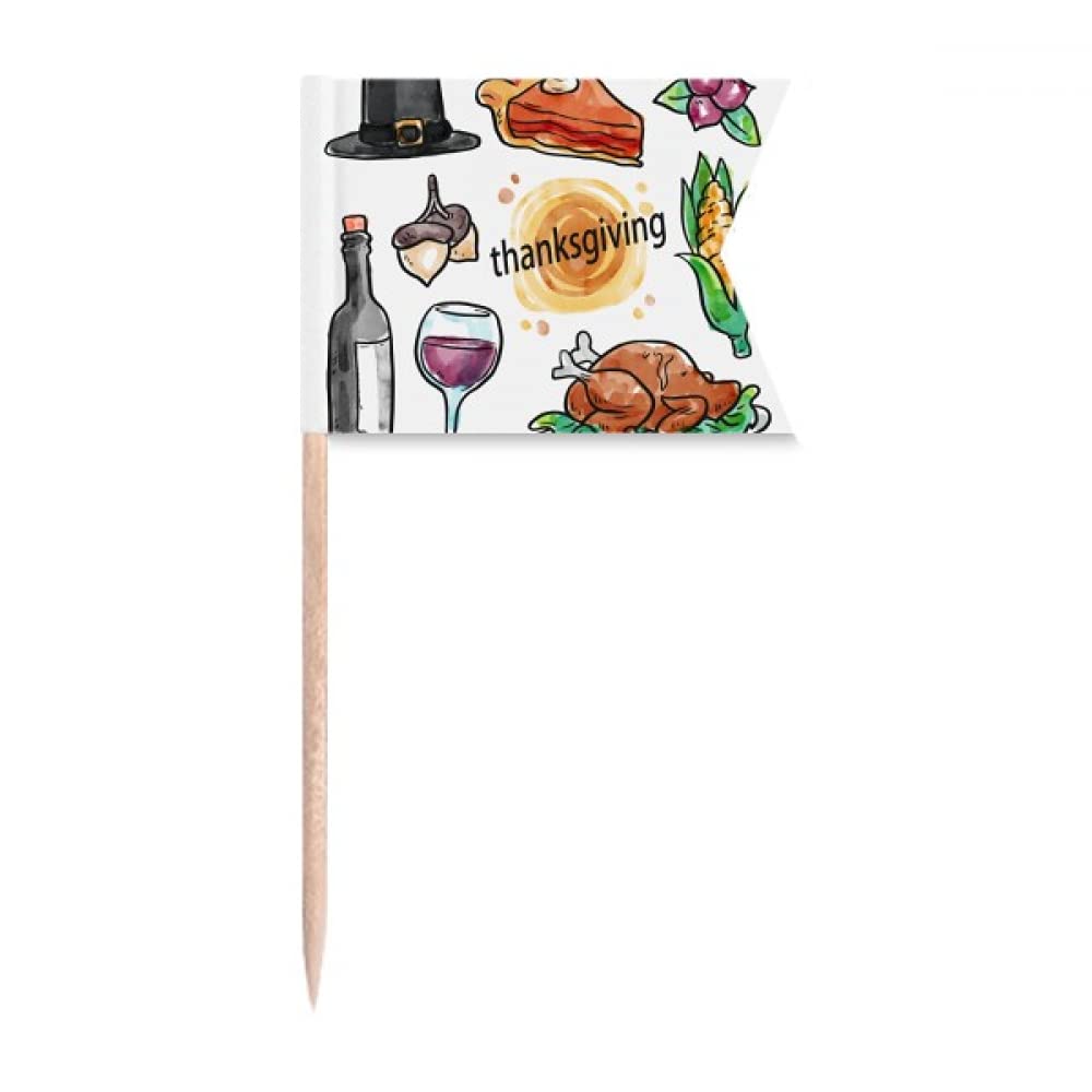 Cure-dent Thanksgiving aquarelle, le détail idéal pour sublimer vos gâteaux de fête
