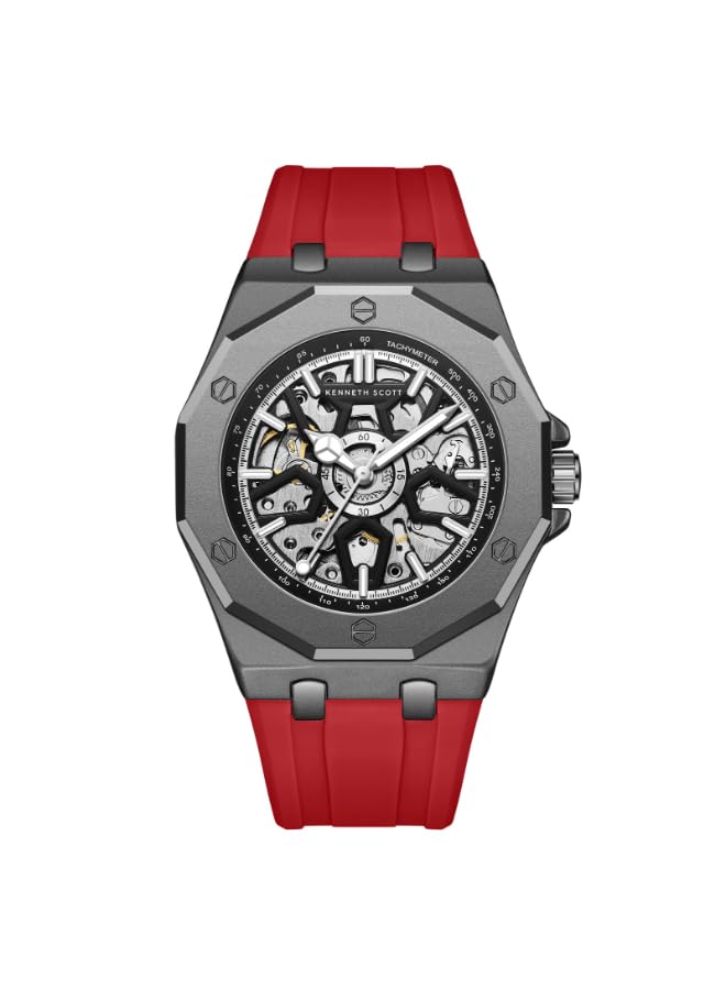 Kenneth Scott Men’s Watch, Automatic Display and Silicone Strap – K25301-XSRB, Red Kenneth Scott Men’s Watch, Automatic Display and Silicone Strap – K25301-XSRB, Red